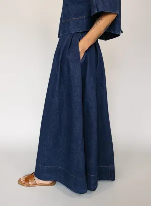 Jeannie Denim Flare Maxi Skirt - Final Sale