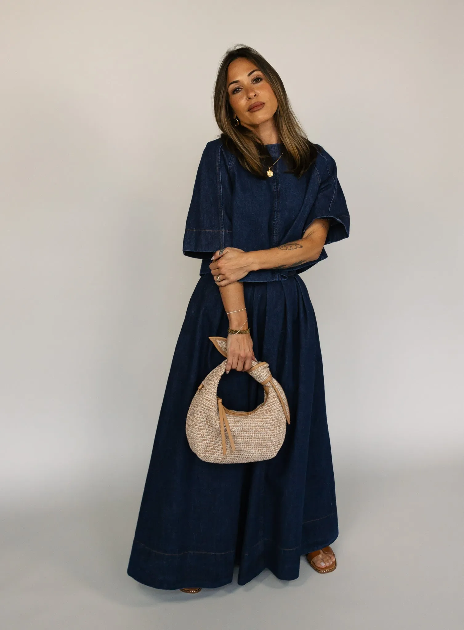 Jeannie Denim Flare Maxi Skirt - Final Sale