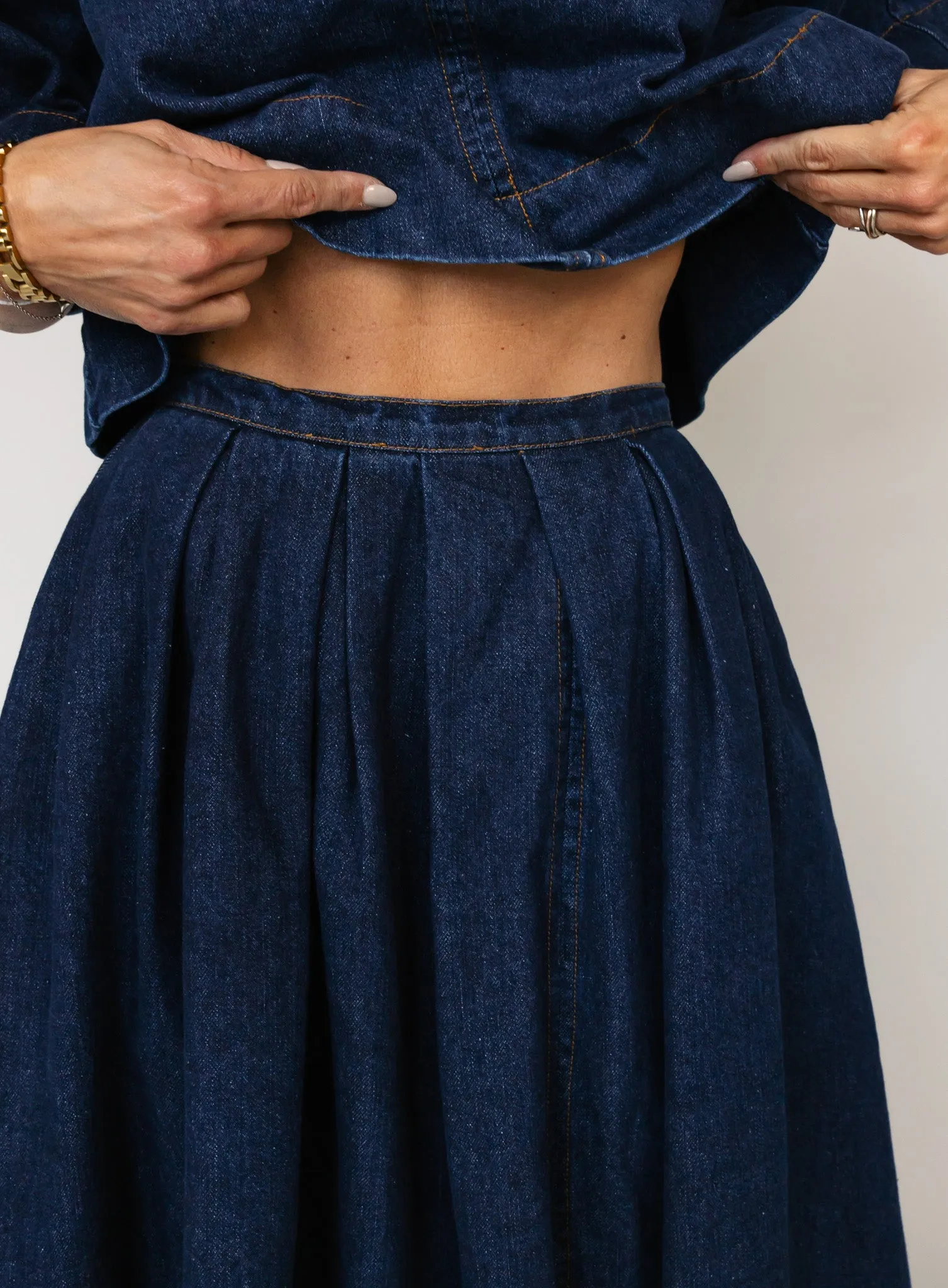 Jeannie Denim Flare Maxi Skirt - Final Sale