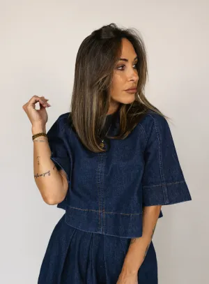 Jeannie Denim Tie Back Top - Final Sale