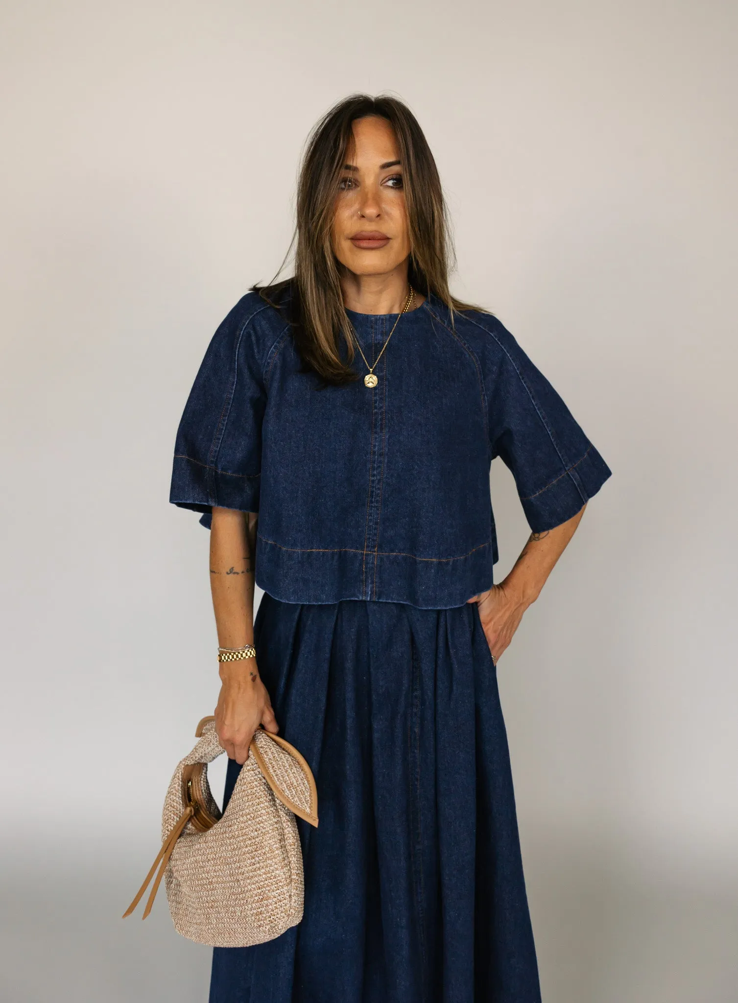 Jeannie Denim Tie Back Top - Final Sale