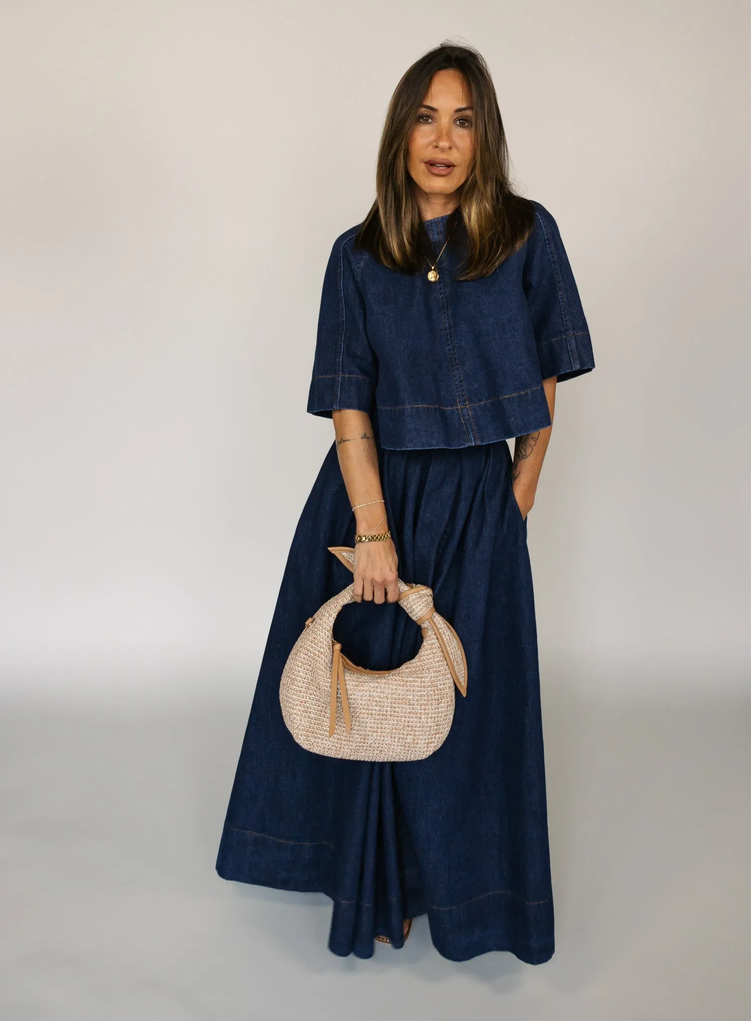 Jeannie Denim Tie Back Top - Final Sale