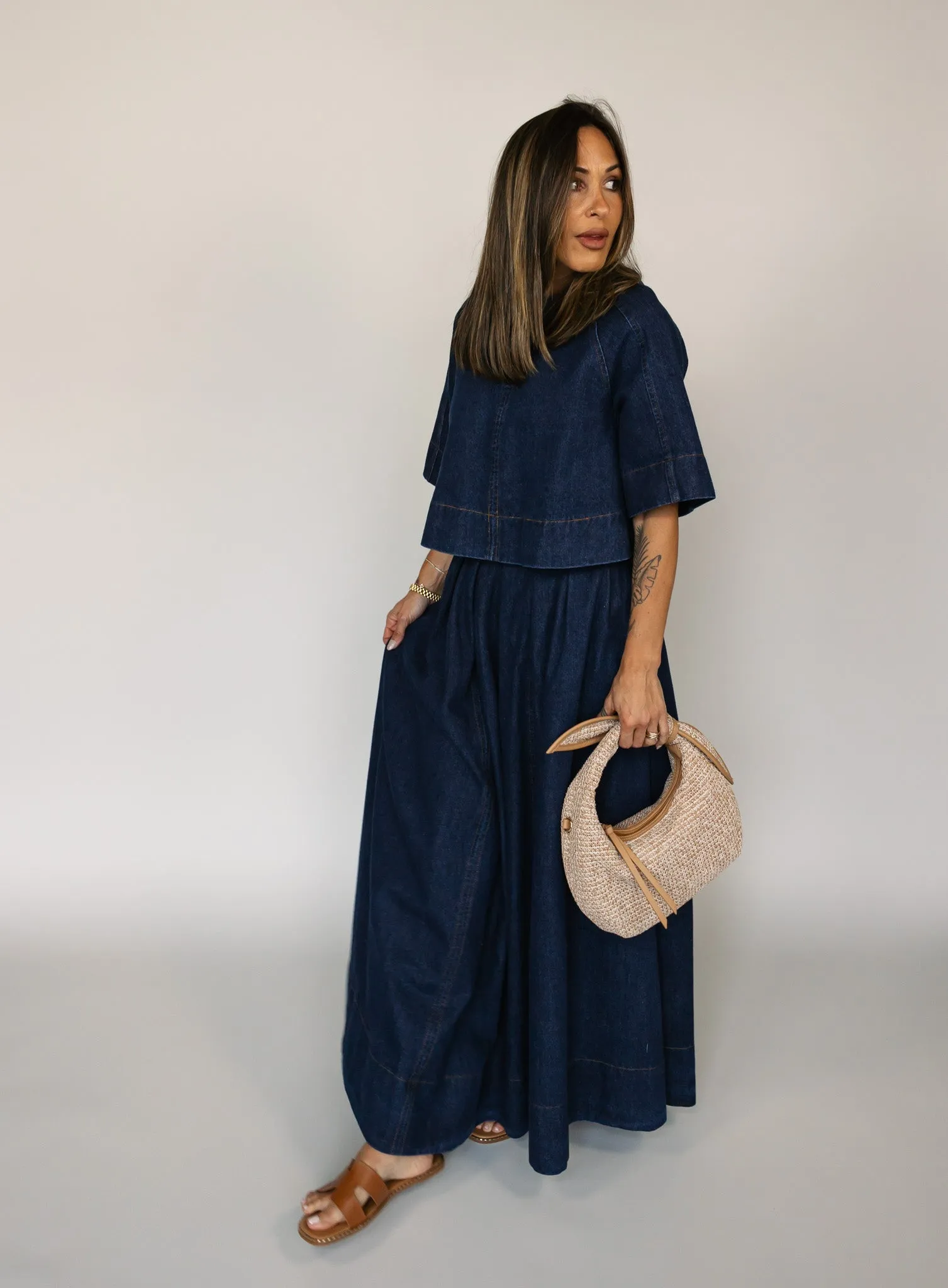 Jeannie Denim Tie Back Top - Final Sale