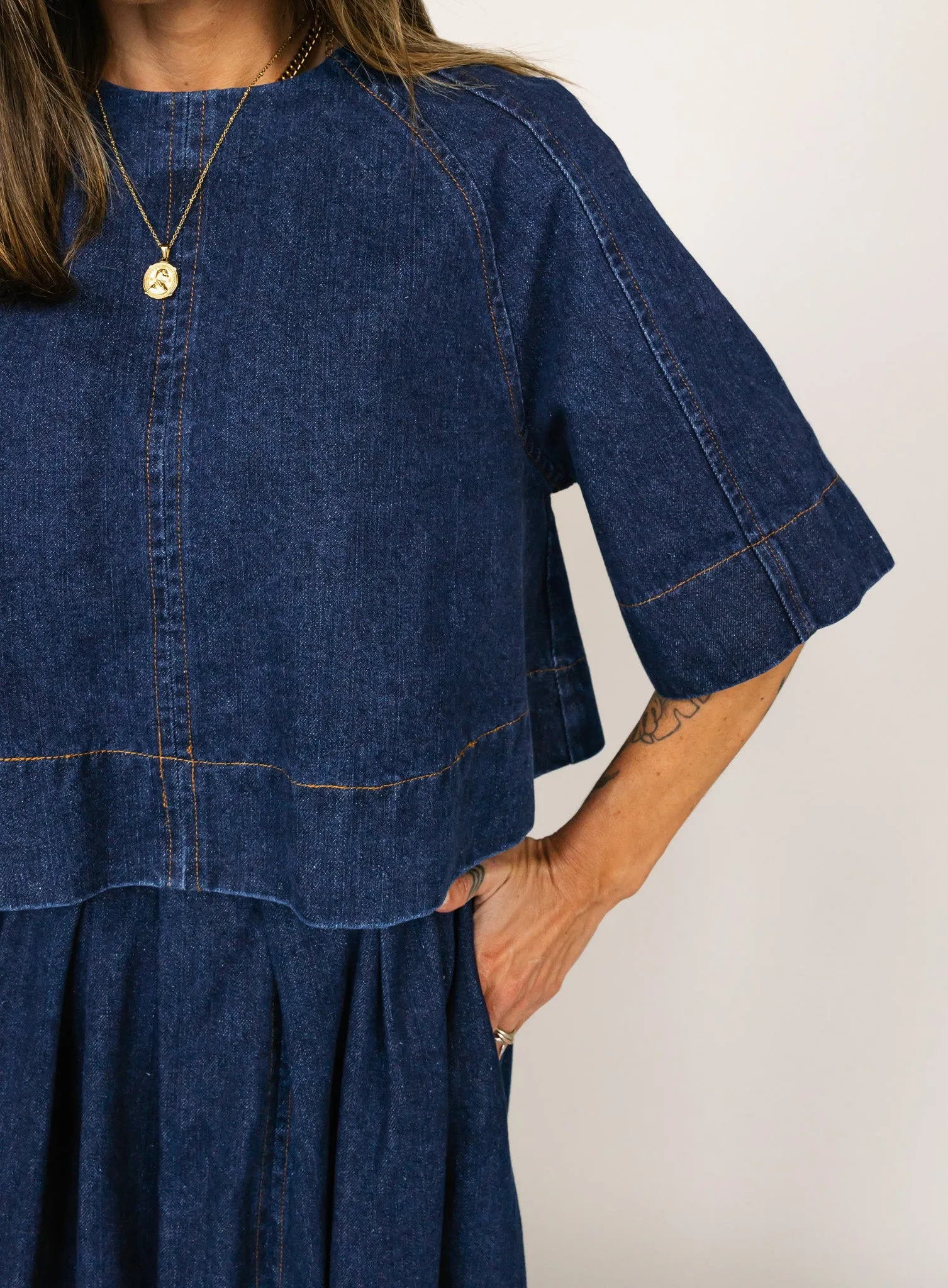 Jeannie Denim Tie Back Top - Final Sale