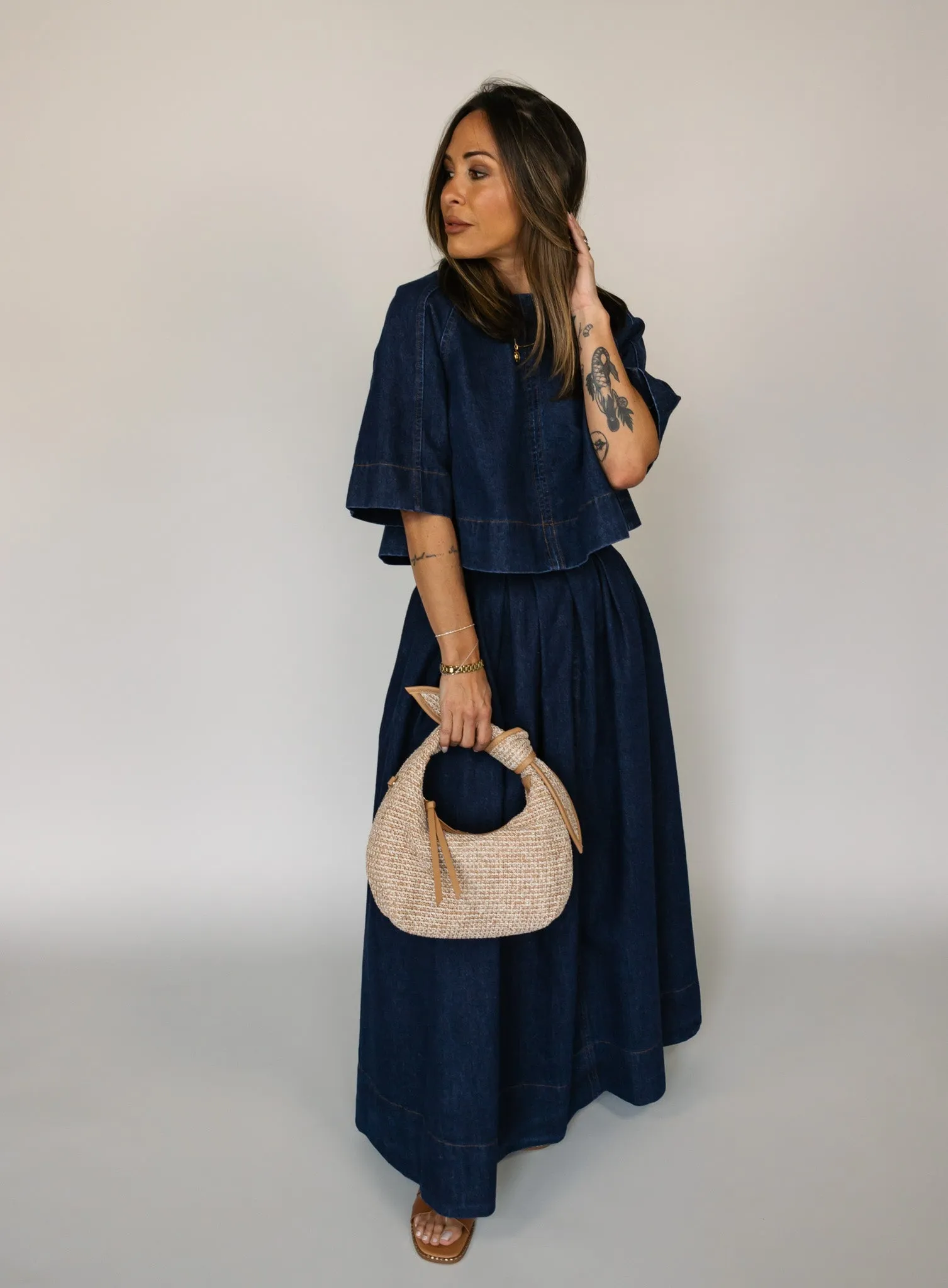 Jeannie Denim Tie Back Top - Final Sale