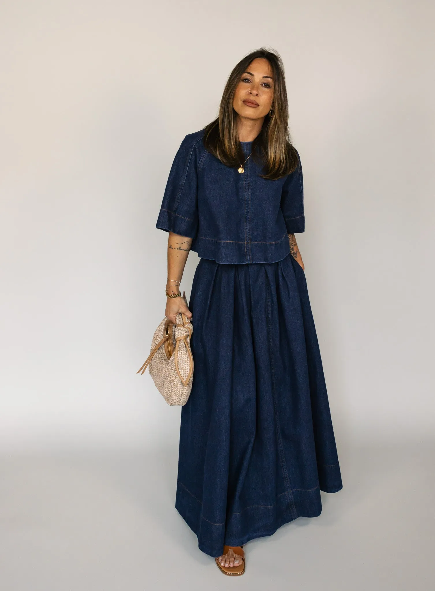 Jeannie Denim Tie Back Top - Final Sale