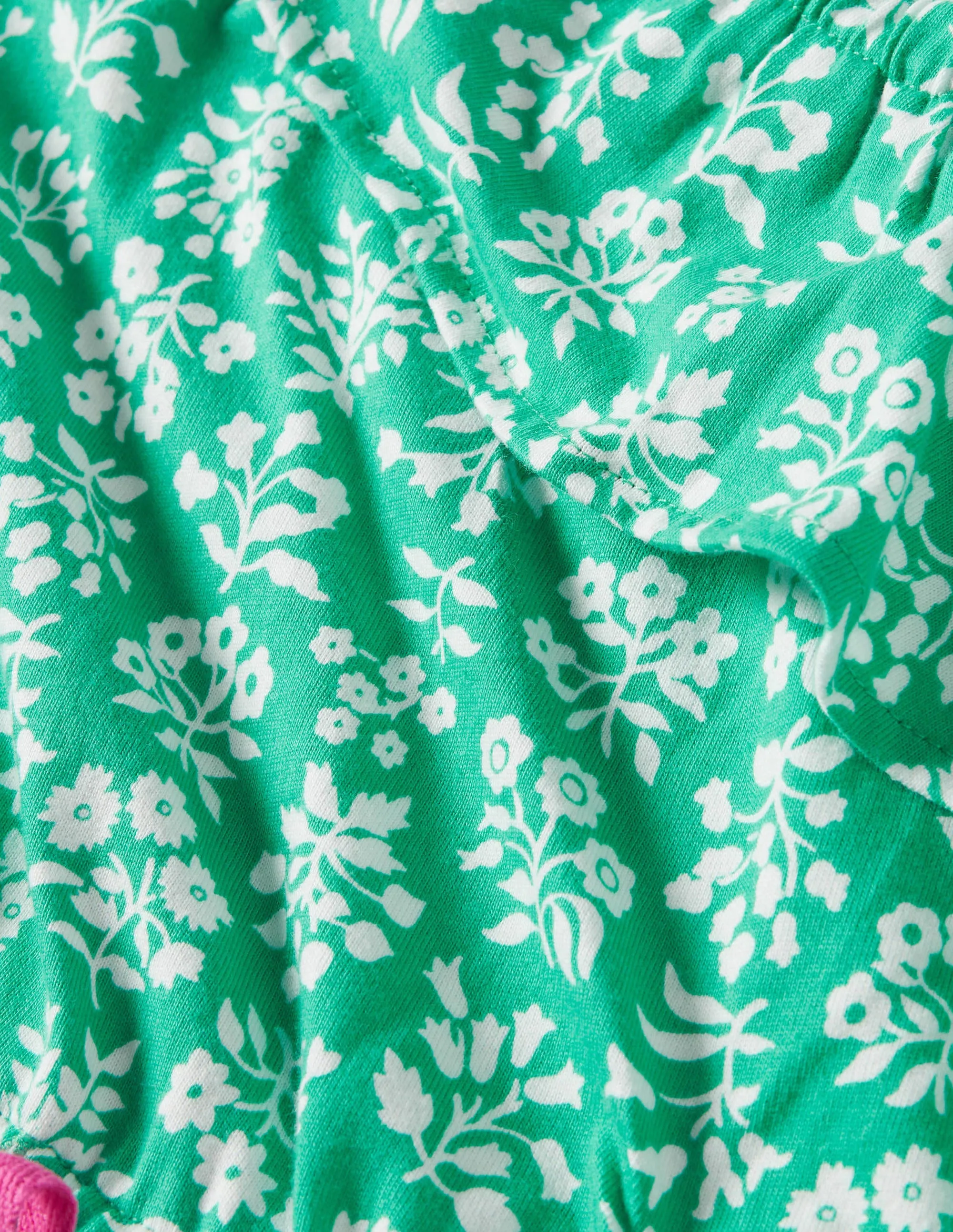 Jersey One Shoulder Playsuit-Tropical Green Woodblock