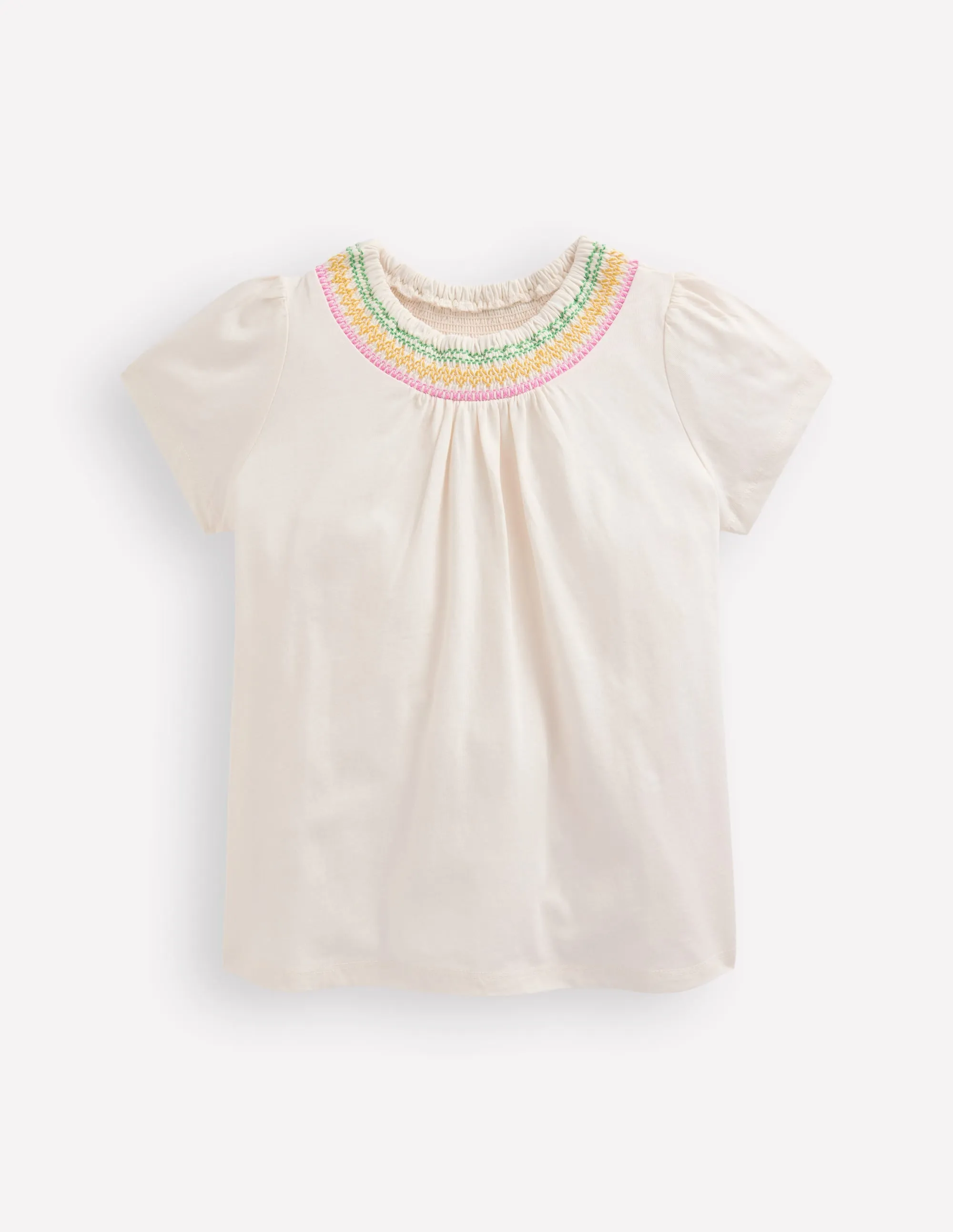 Jersey Smocked Top-Soft Ivory
