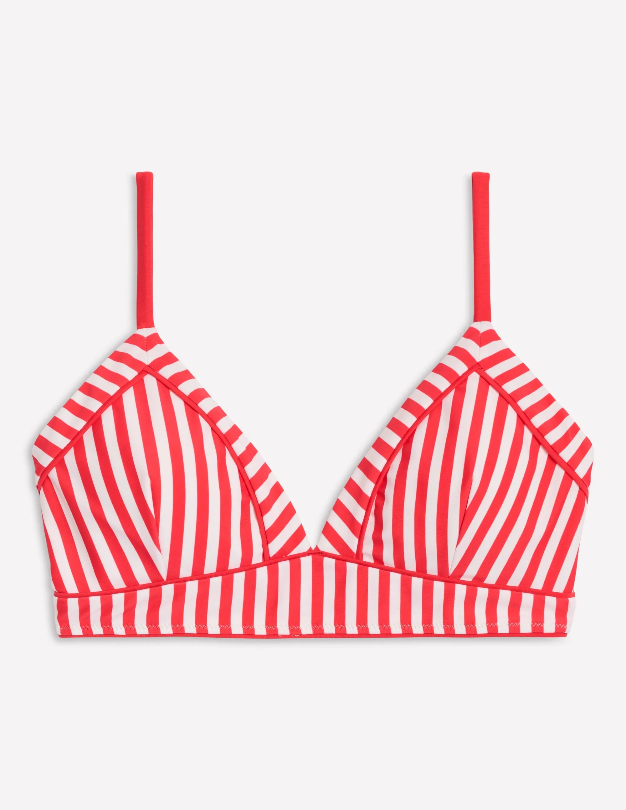 Kasos String V Neck Bikini Top-Coral Punch/Ivory Stripe