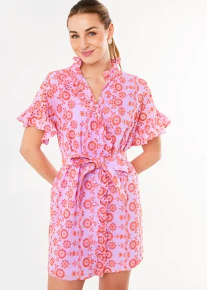 Katie Dress Lavender Coral Eyelet