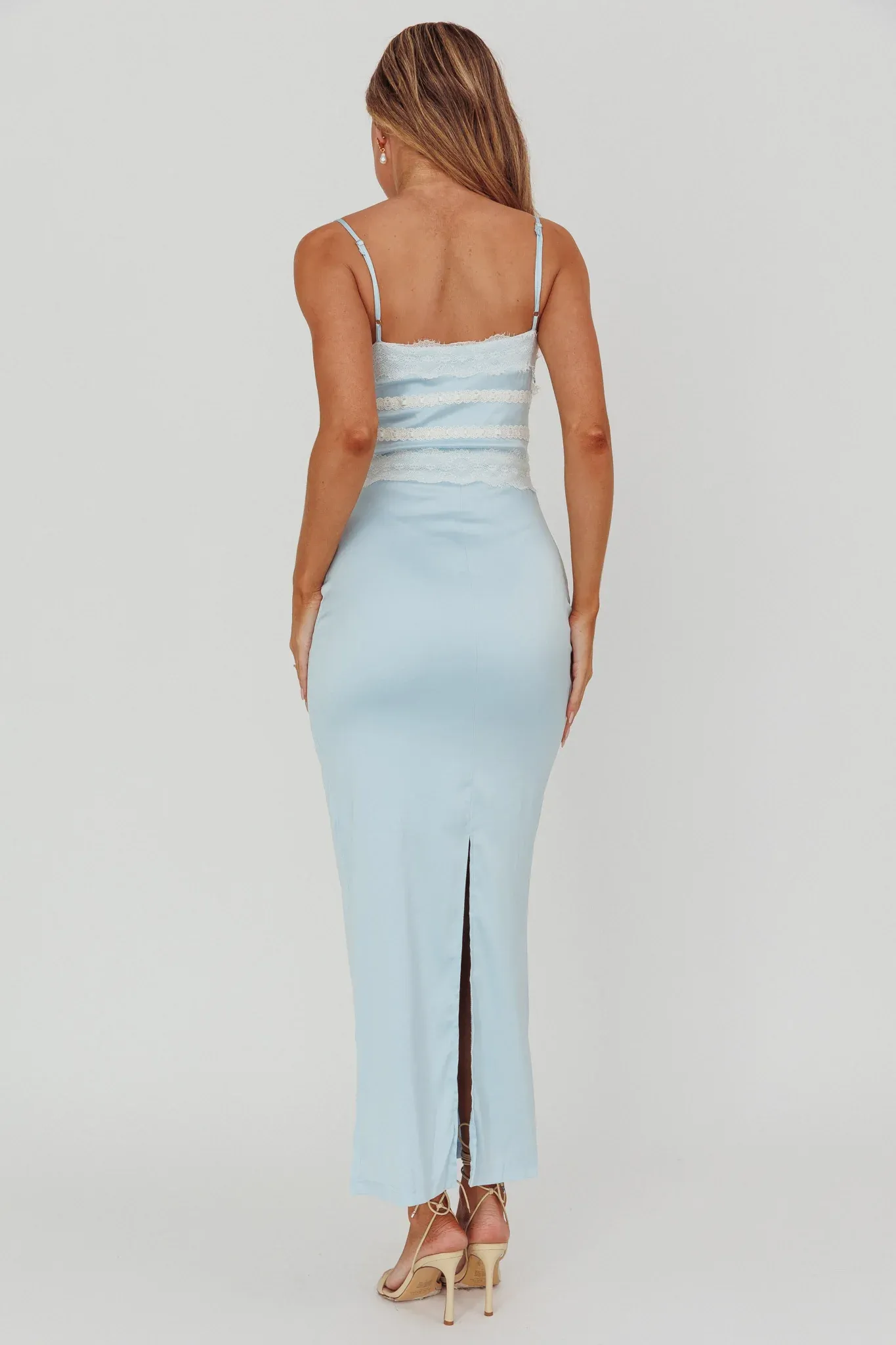 Kellan Lace Trim Maxi Dress Blue