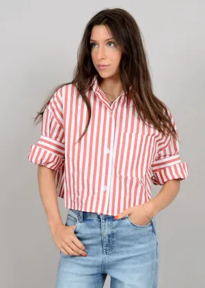 Kerwin Crop Long Sleeve Shirt - Summer Red