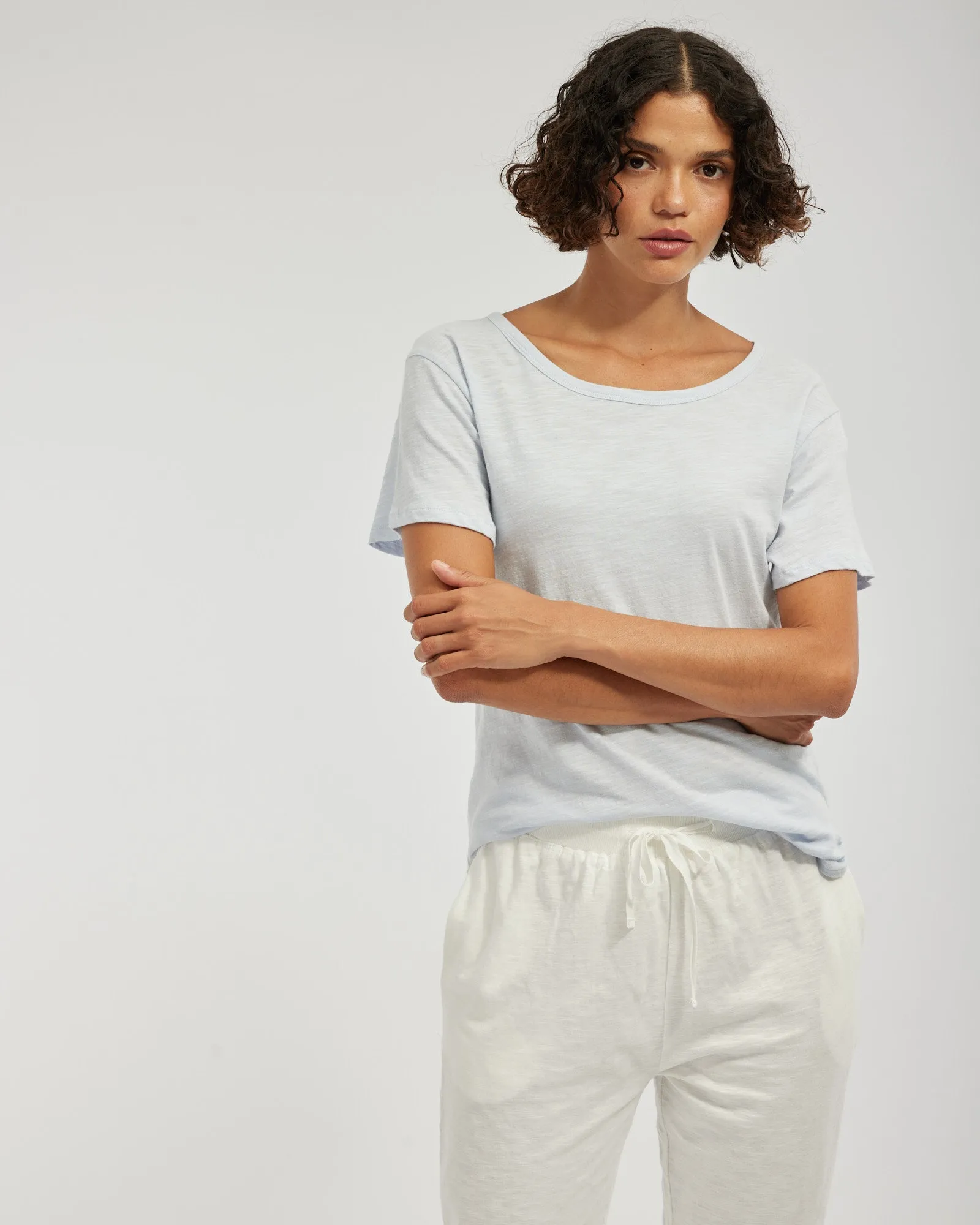 Kie Rounded Hem Tee - Ice Blue