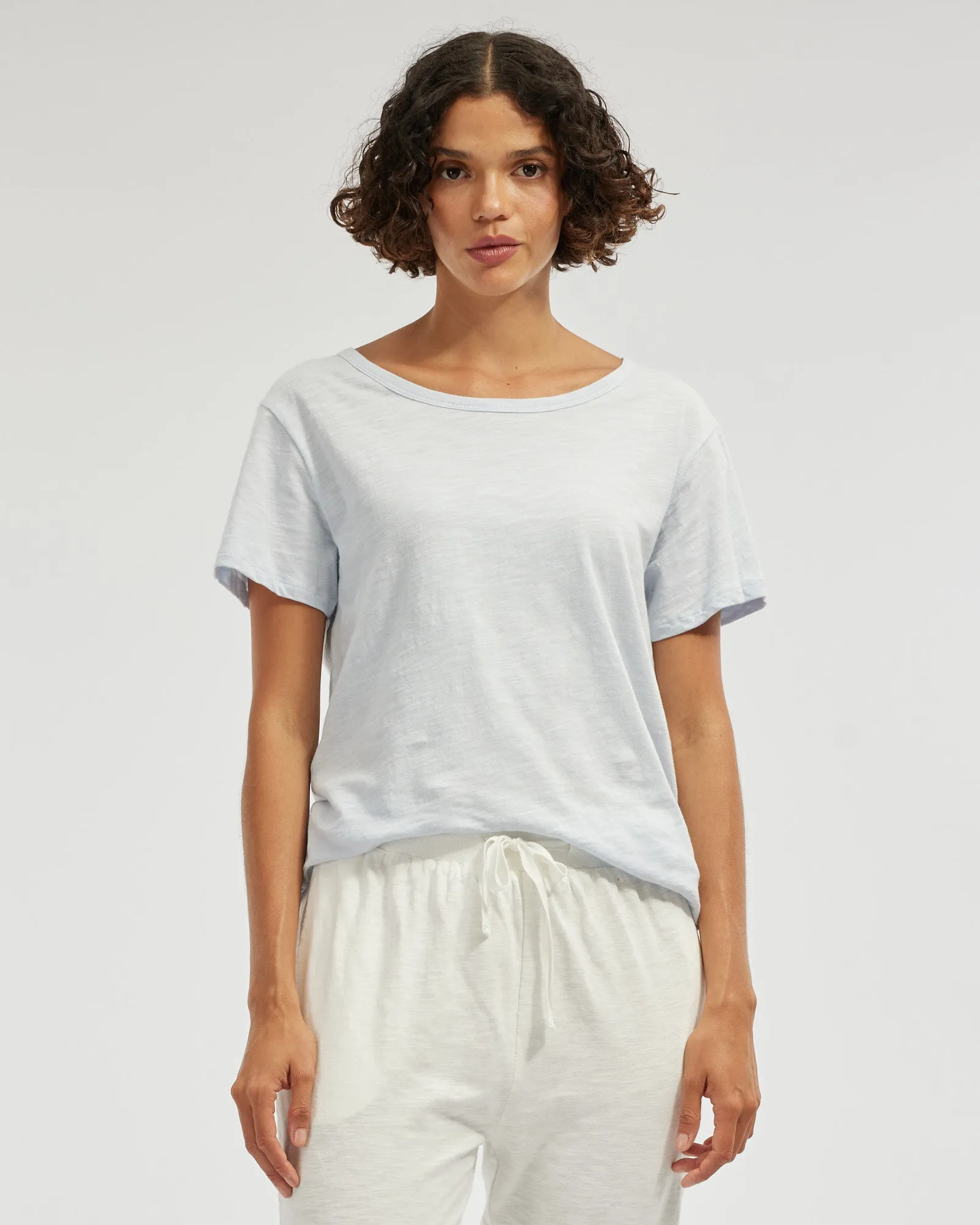 Kie Rounded Hem Tee - Ice Blue