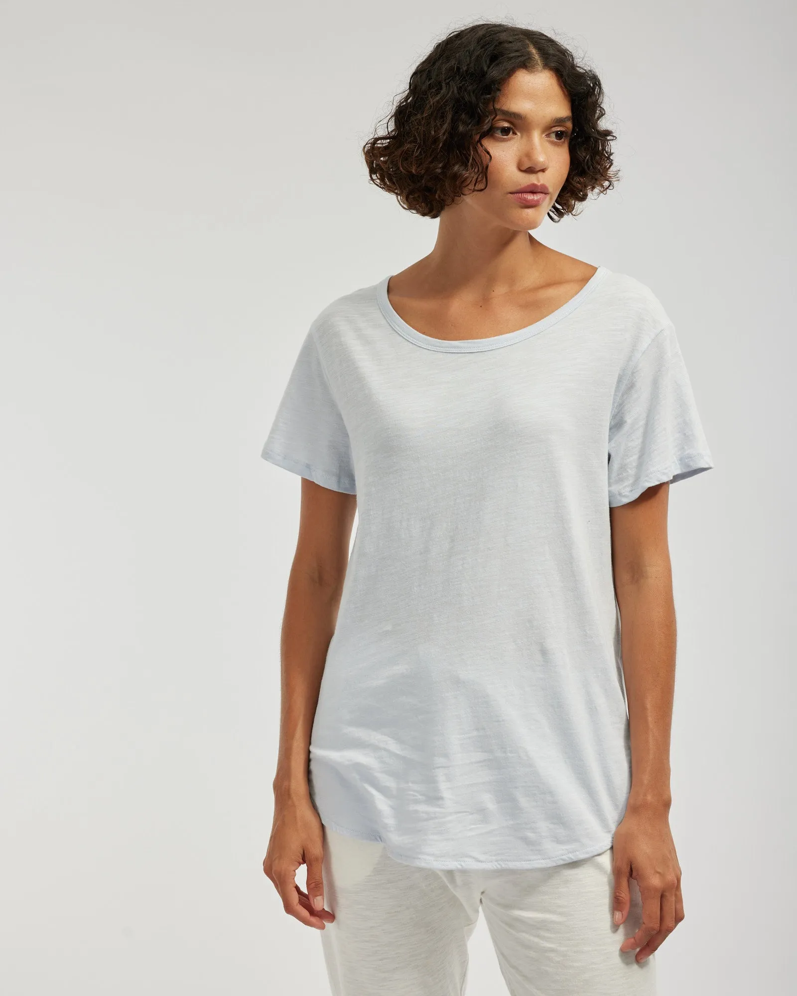 Kie Rounded Hem Tee - Ice Blue