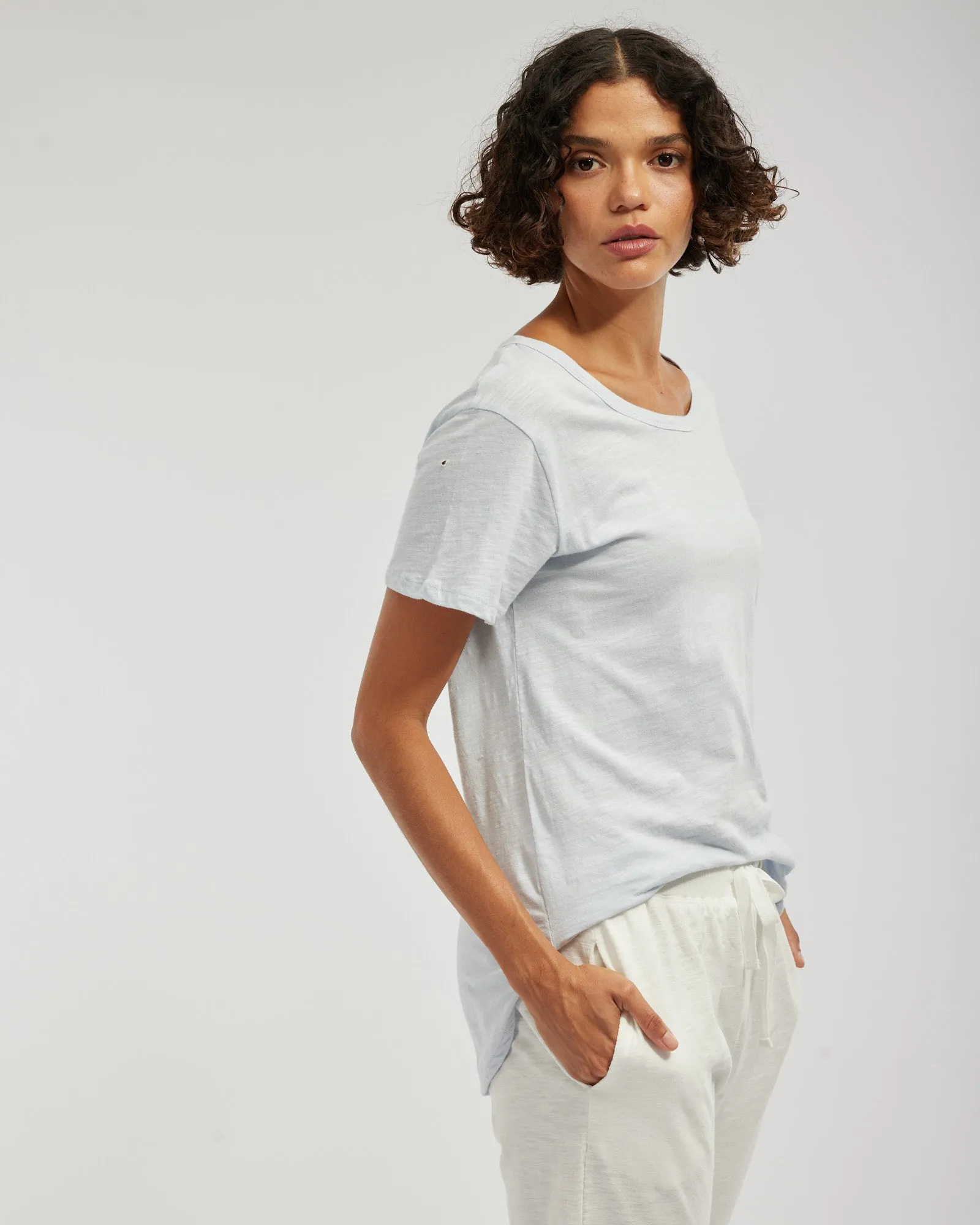 Kie Rounded Hem Tee - Ice Blue