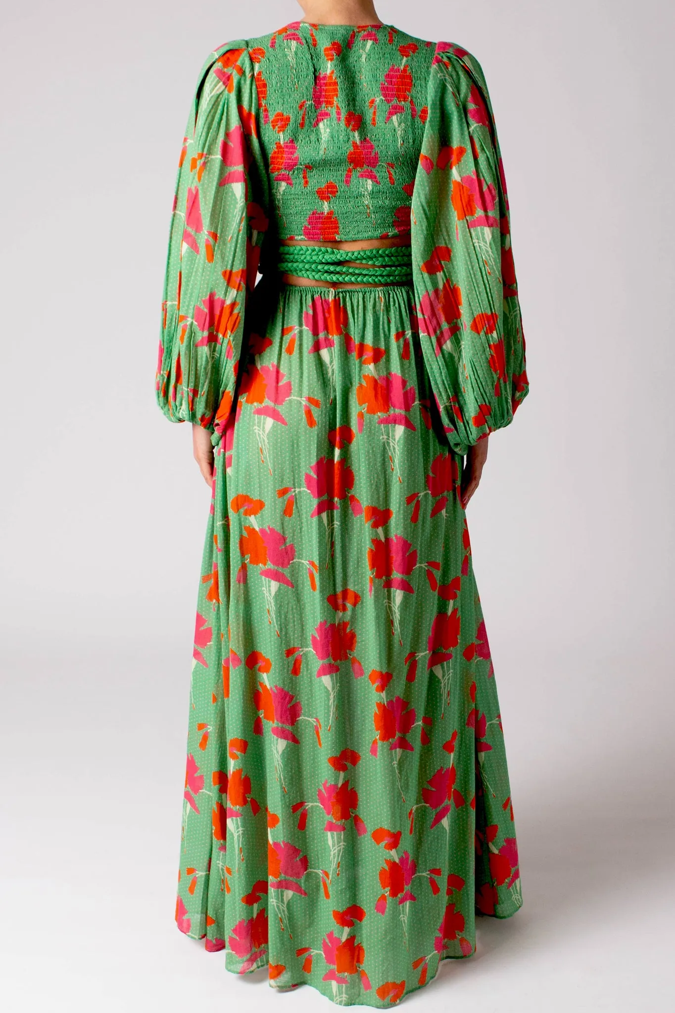 Leonie Printed Gauze Dress - Cilantro