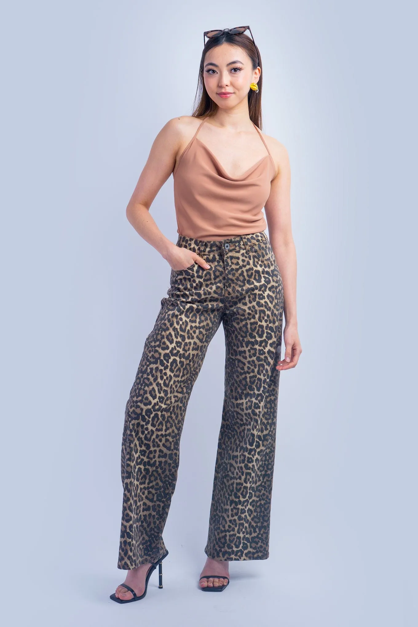 Leopard Denim Straight Pant