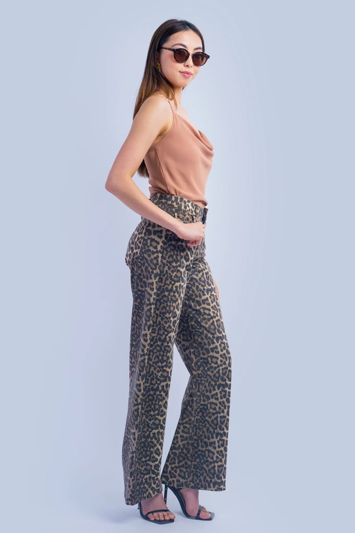 Leopard Denim Straight Pant