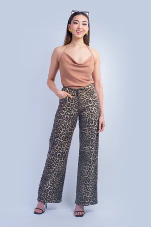 Leopard Denim Straight Pant