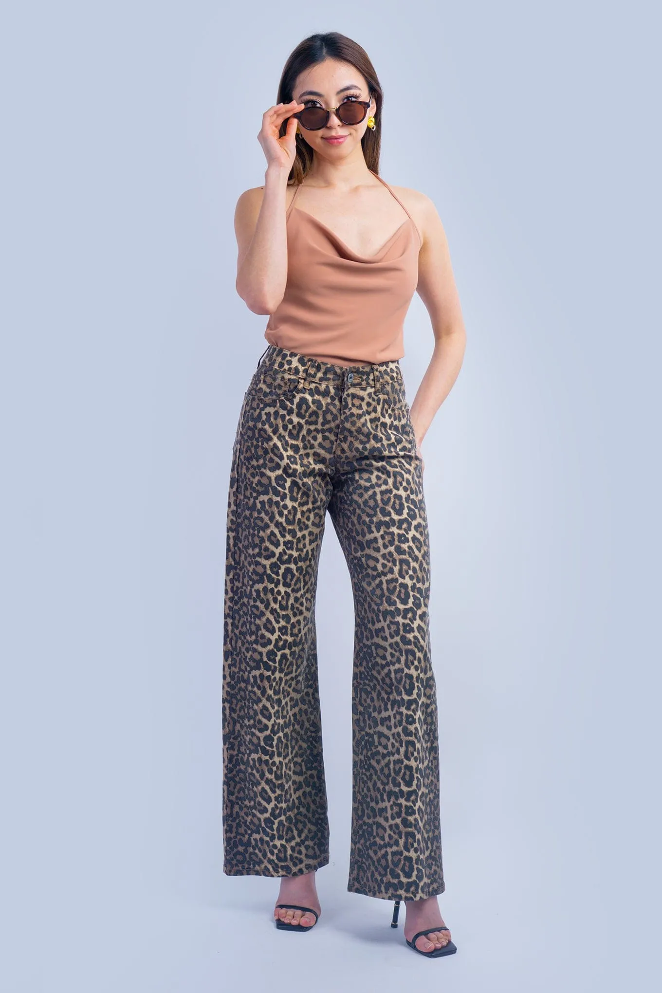 Leopard Denim Straight Pant