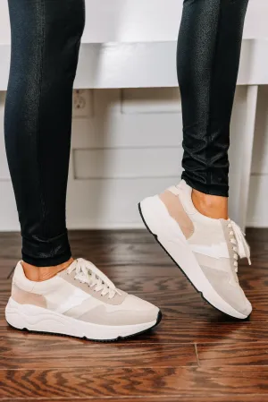 Lightning Strikes Beige Brown Platform Sneakers