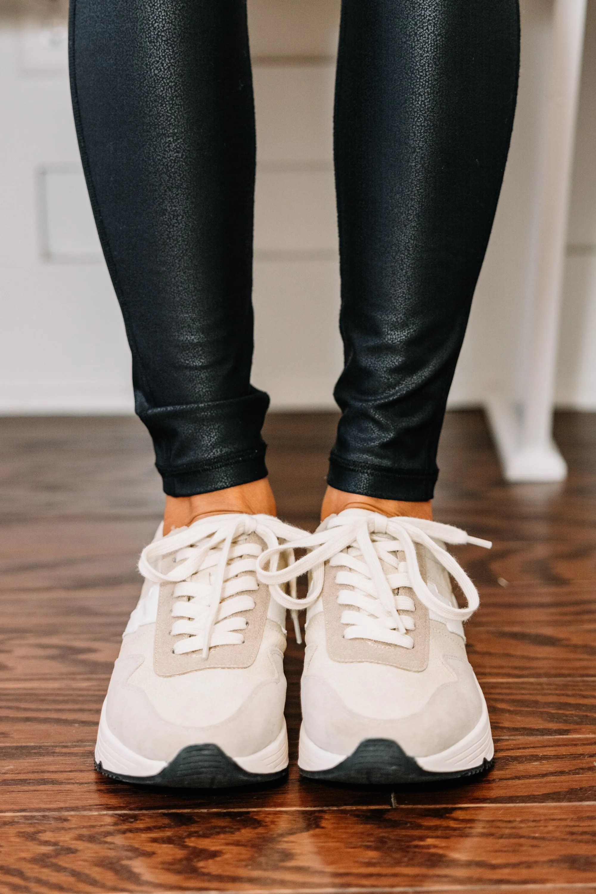 Lightning Strikes Beige Brown Platform Sneakers