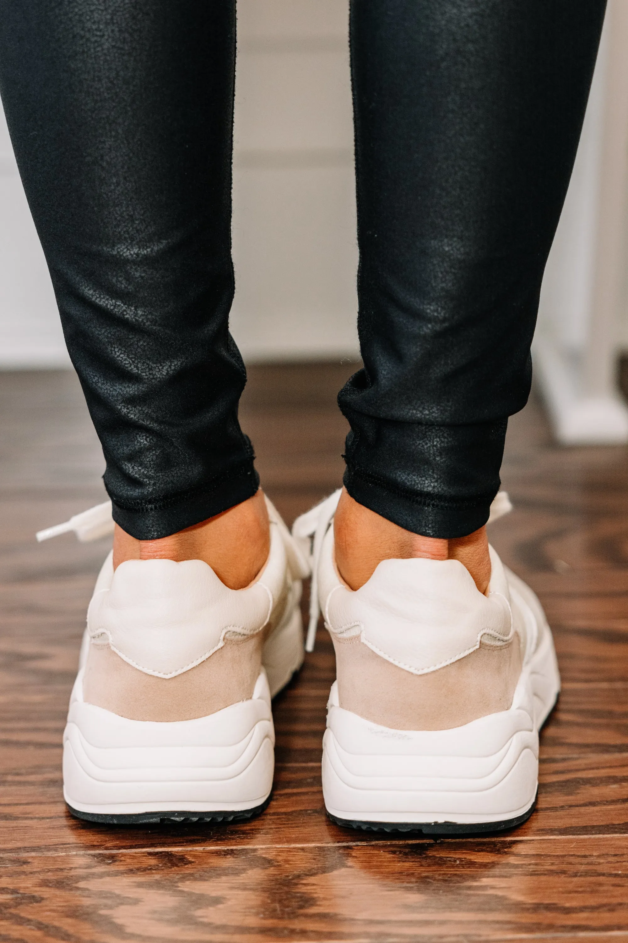 Lightning Strikes Beige Brown Platform Sneakers