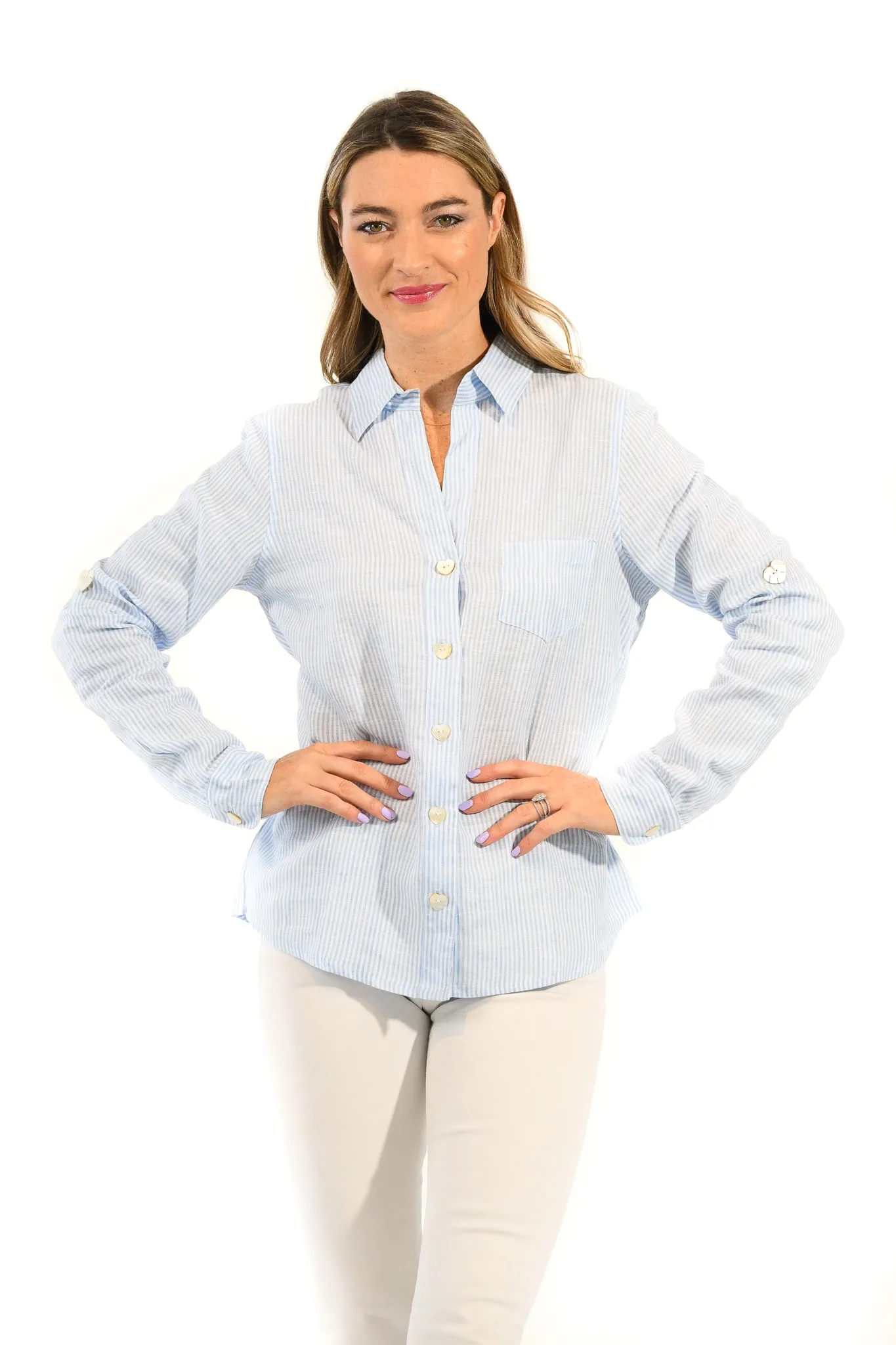 Linen Shirt / Sky Blue Stripe