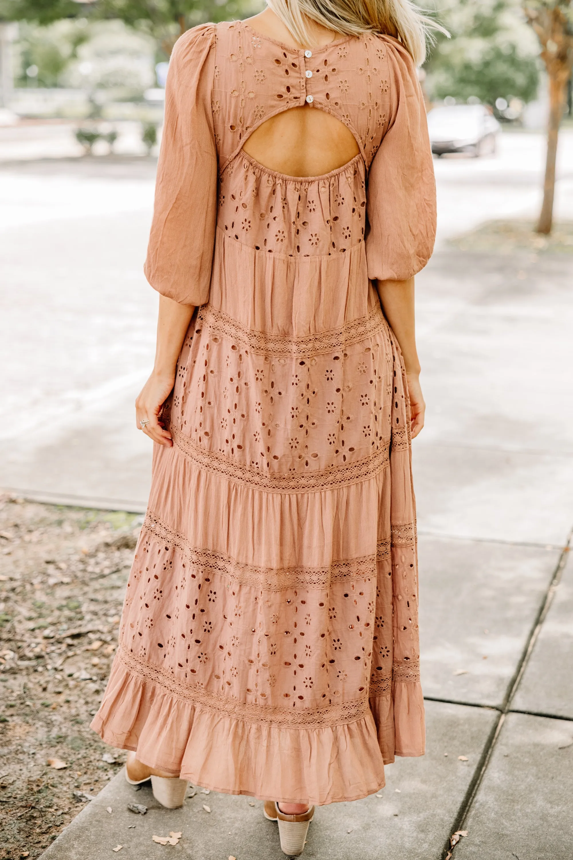 Live Your Best Life Clay Orange Eyelet Maxi Dress