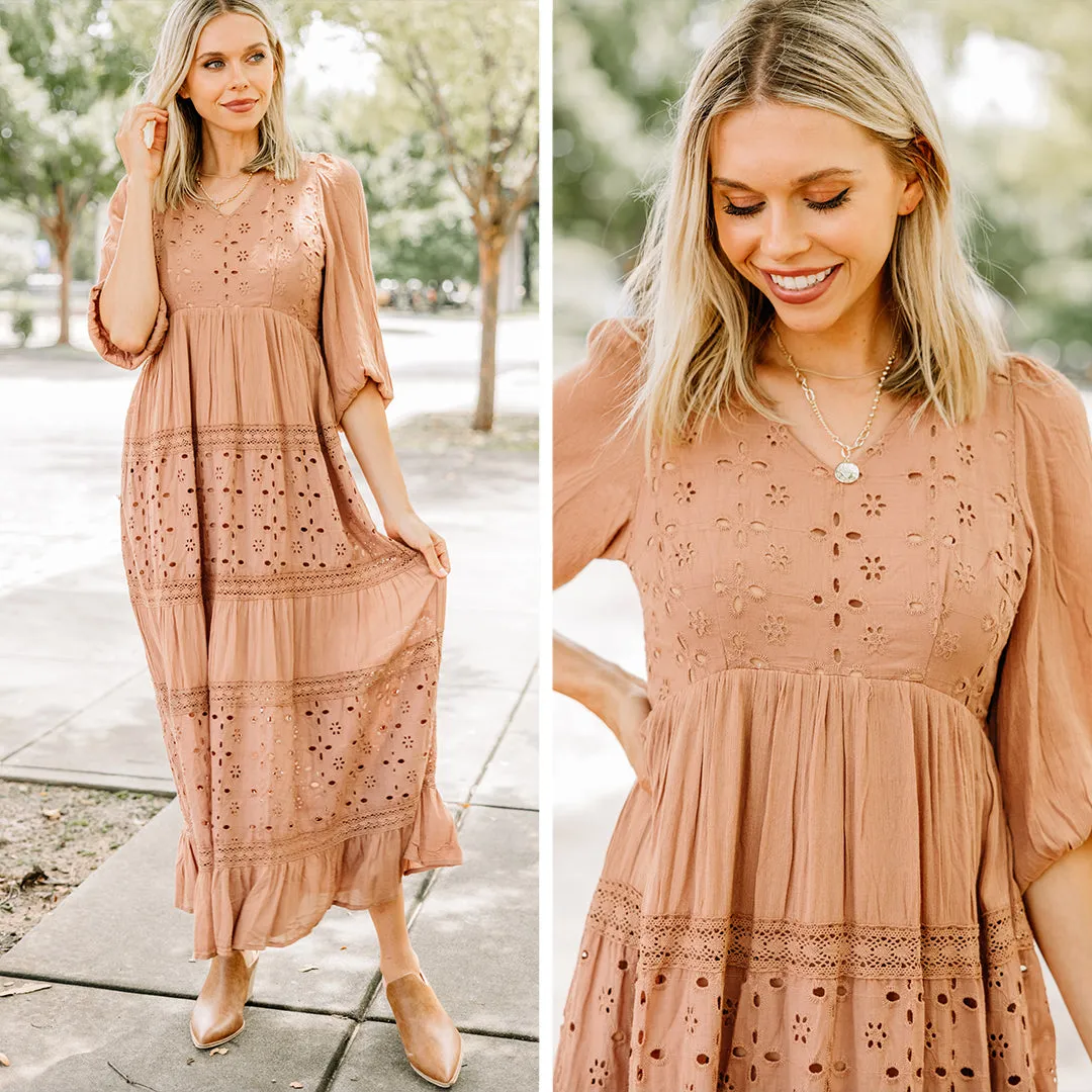 Live Your Best Life Clay Orange Eyelet Maxi Dress