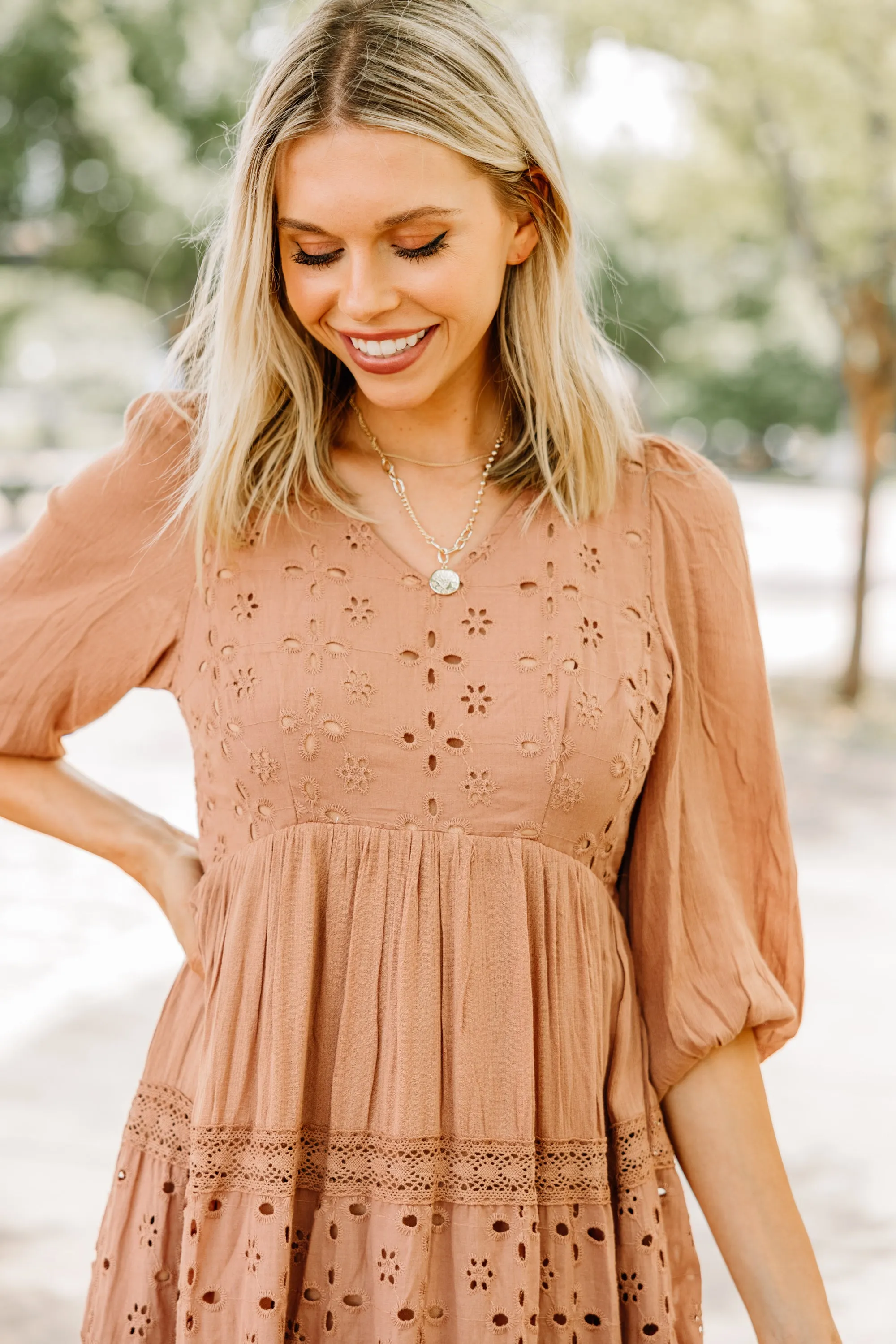 Live Your Best Life Clay Orange Eyelet Maxi Dress