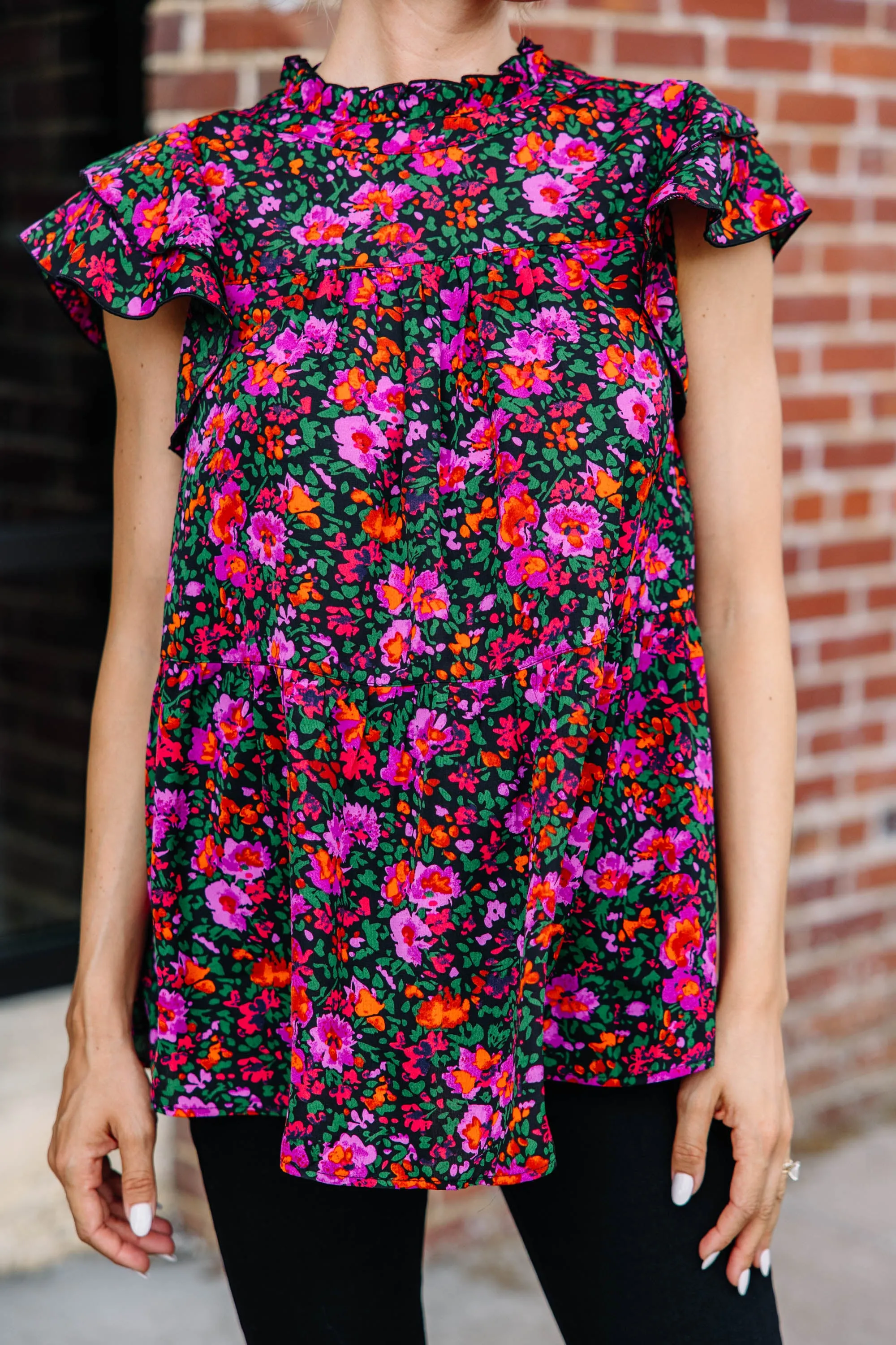 Live Your Dream Black Floral Blouse