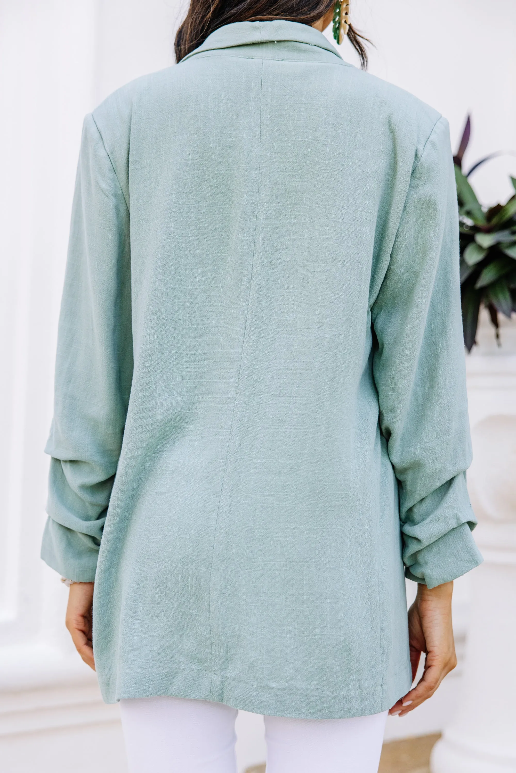 Live Your Dreams Sage Green Linen Blazer