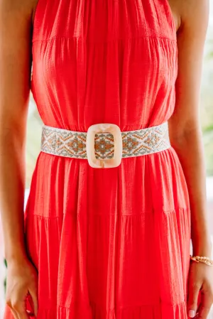 Live Your Life Brown Printed Belt