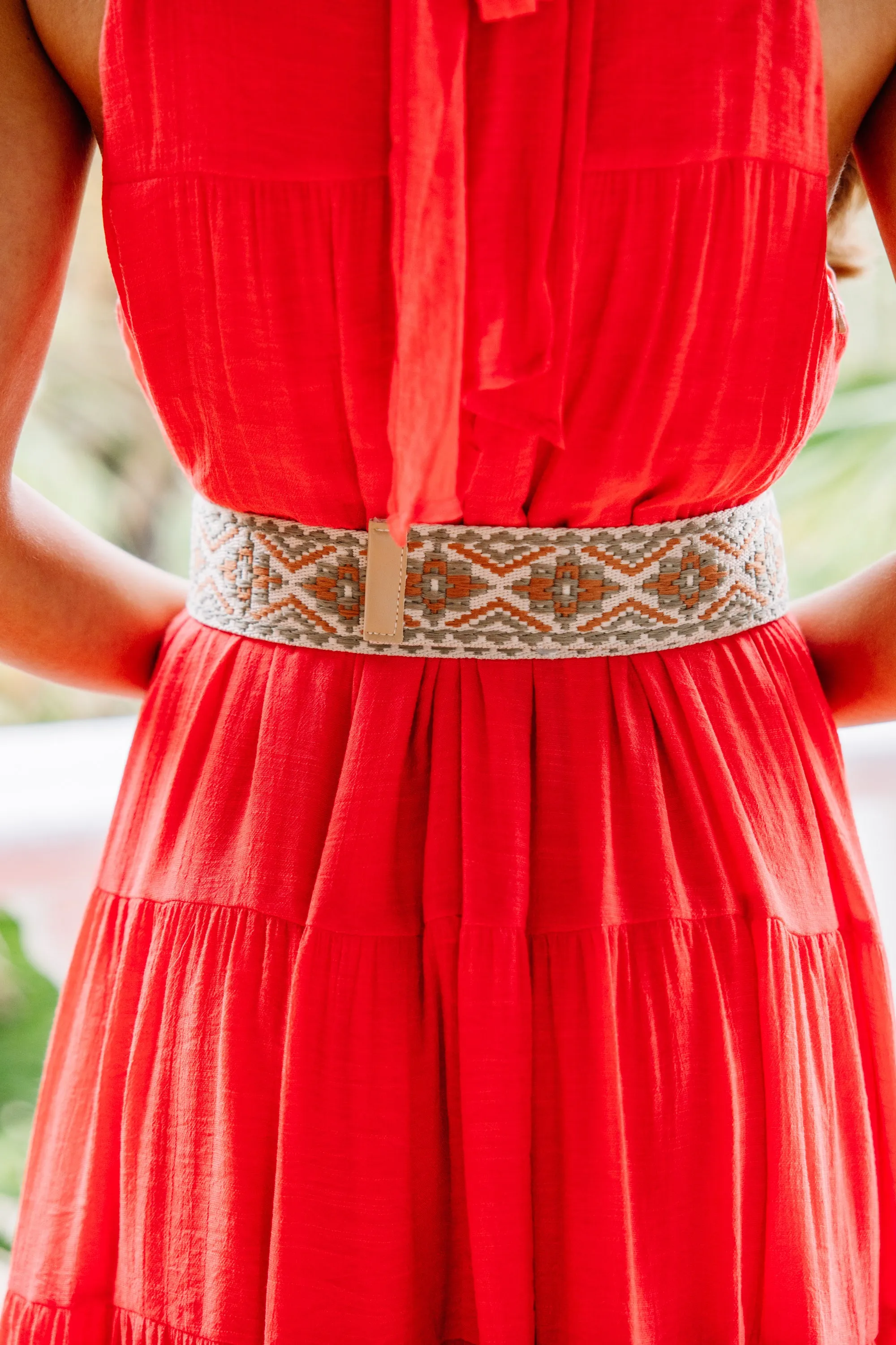 Live Your Life Brown Printed Belt