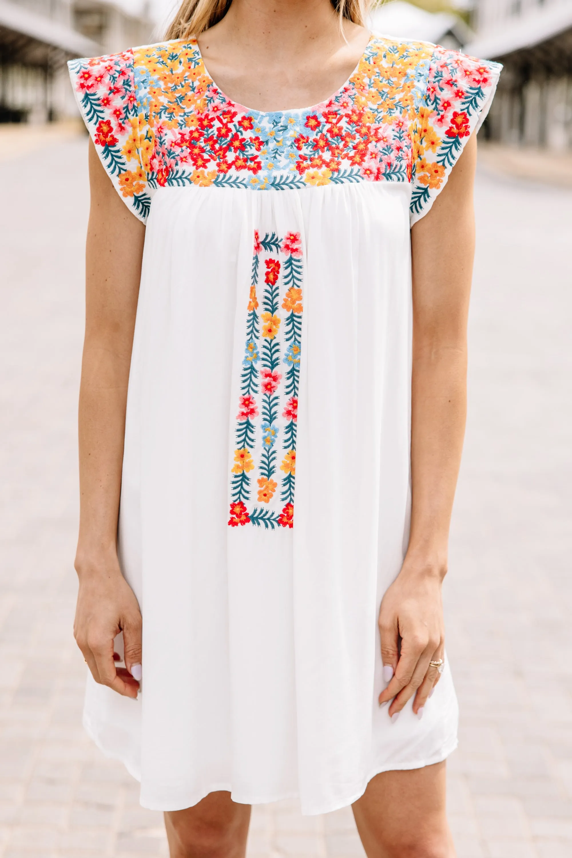 Live Your Way Ivory White Embroidered Dress