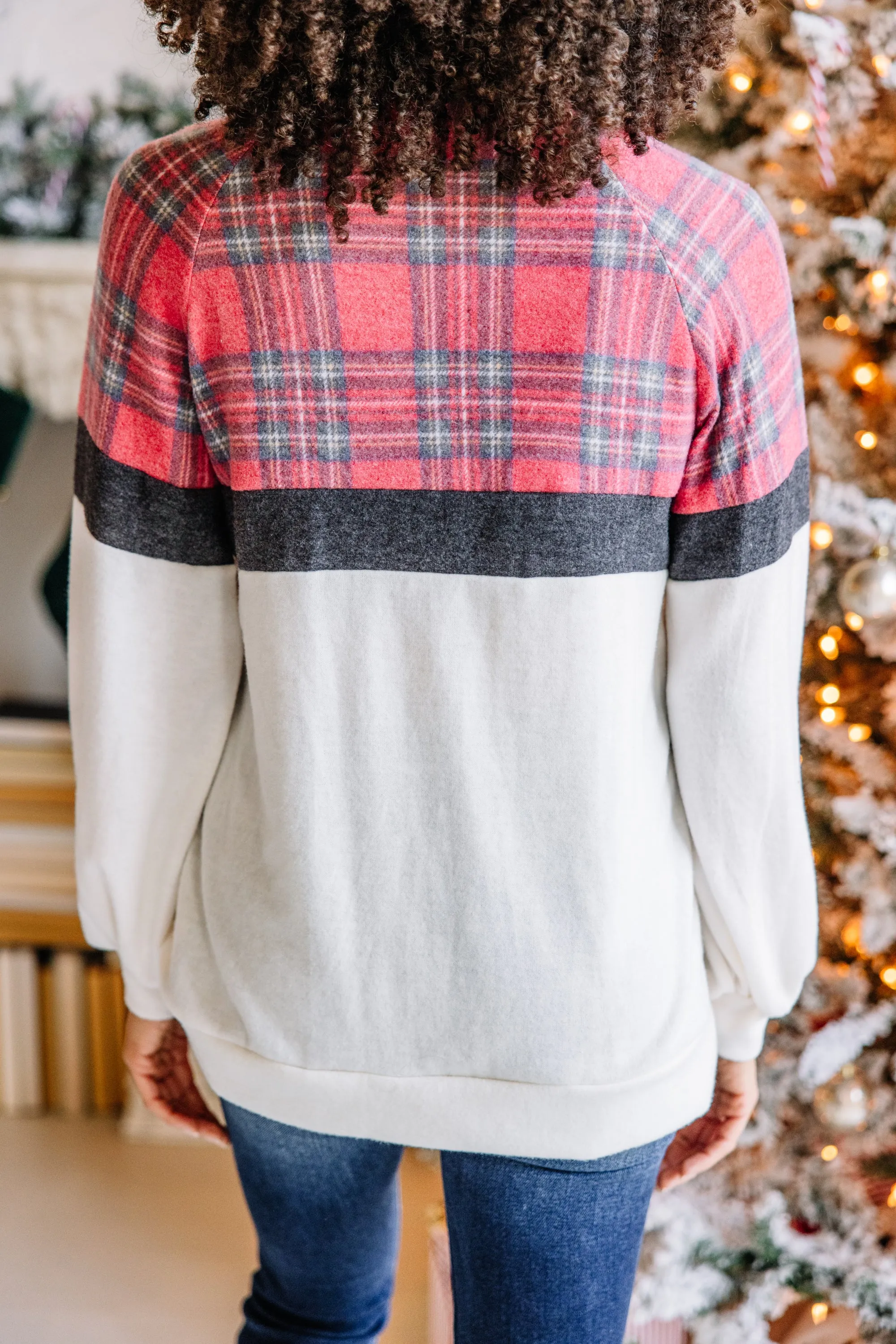 Living Your Life Ivory White Plaid Tunic