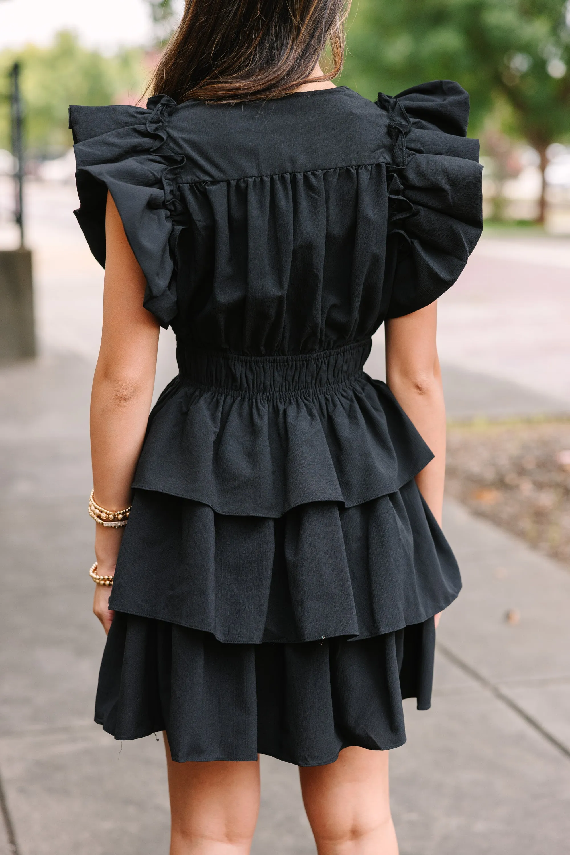 Looking For Love Black Ruffled Dress