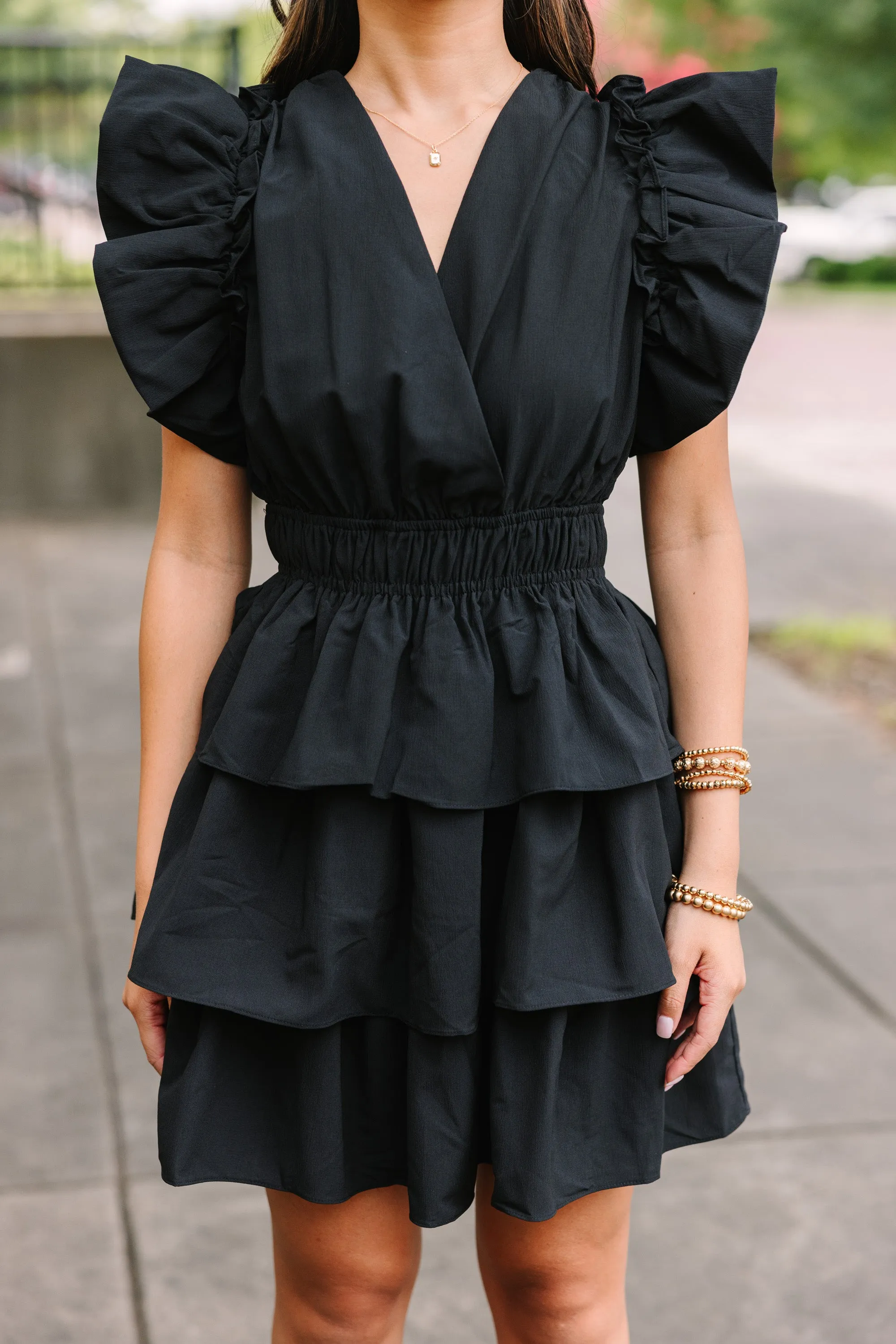 Looking For Love Black Ruffled Dress