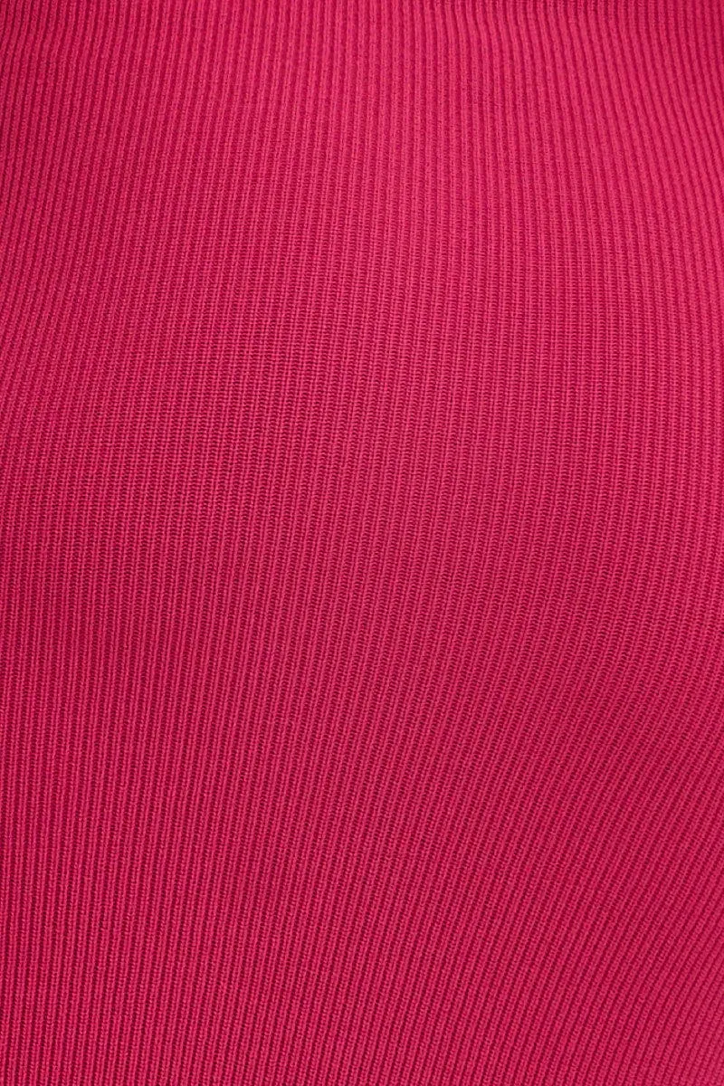 Magenta Sweetheart Neckline Bandeau Knit Bodycon Dress
