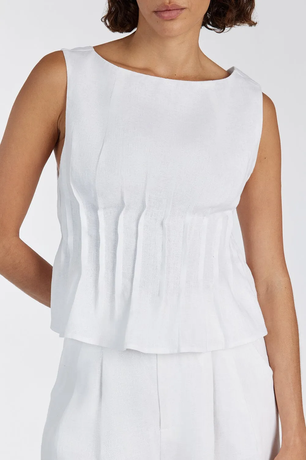 MANA WHITE PINTUCK TOP