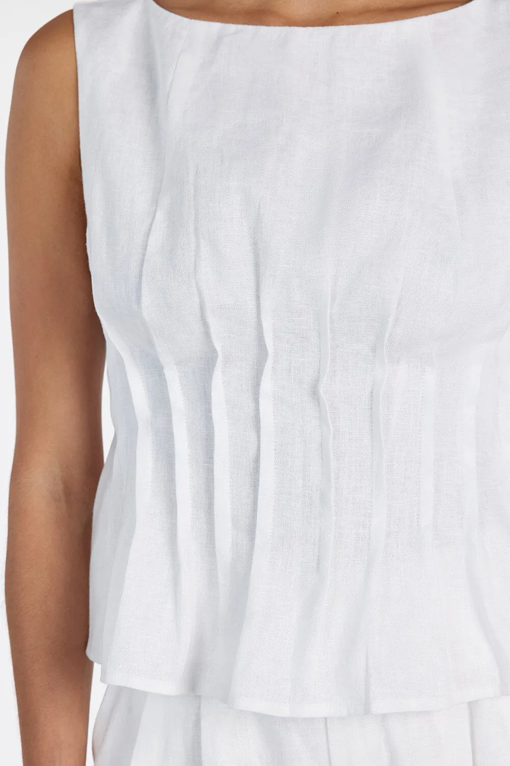 MANA WHITE PINTUCK TOP