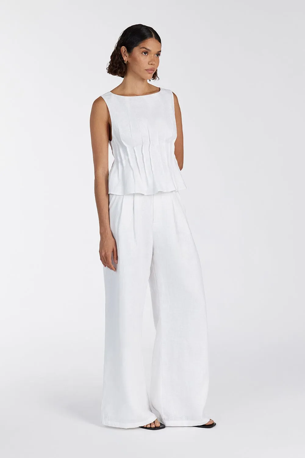 MANA WHITE PINTUCK TOP