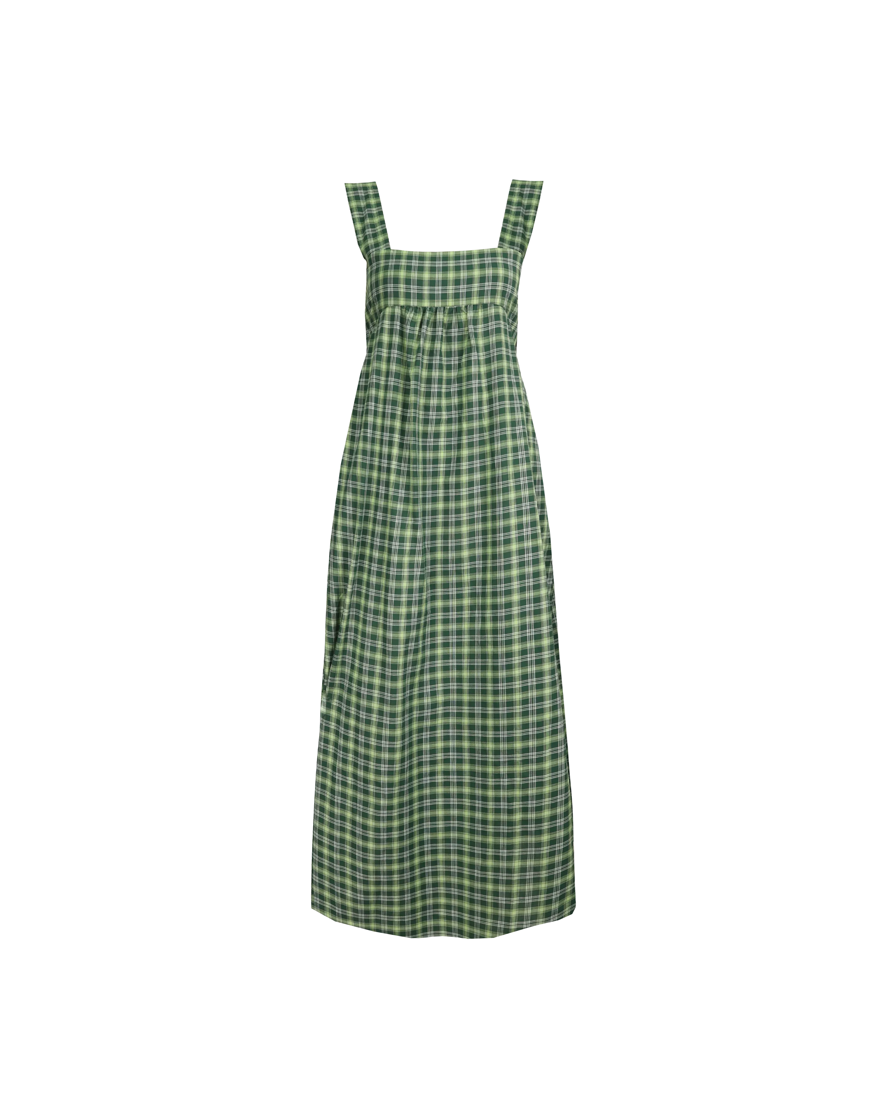 MARGIE TIE-BACK MAXI DRESS GREEN TARTAN