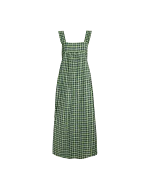 MARGIE TIE-BACK MAXI DRESS GREEN TARTAN