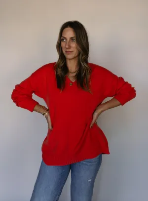 Marlowe V-Neck Sweater - Red - Final Sale