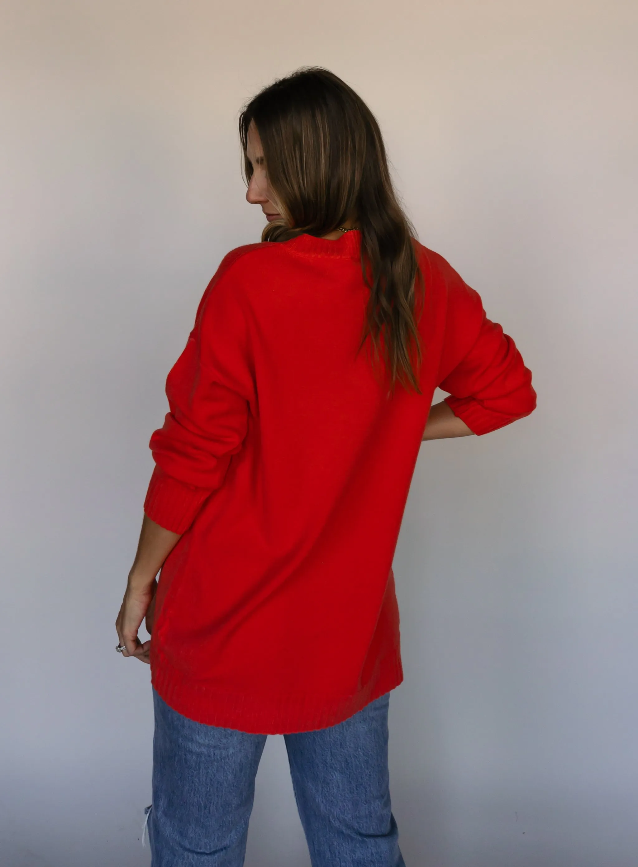 Marlowe V-Neck Sweater - Red - Final Sale