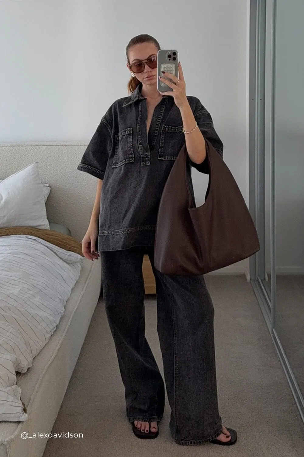 MASON WASHED BLACK BOXY DENIM SHIRT