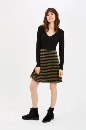 Metallic Long Sleeve Nolan Mini Dress in Gold
